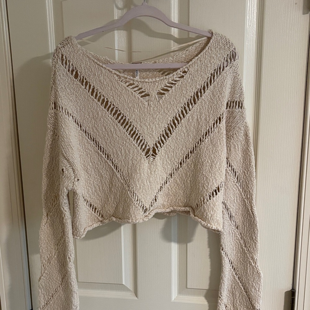 Free People Cream Hayley boat neck sweater - Picture 3 of 3